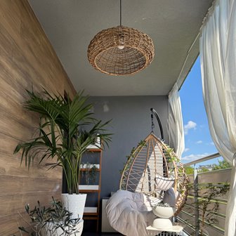 Duża lampa rattanowa na taras Mira naturalna 07